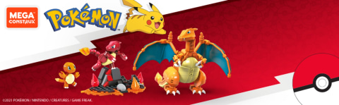 MEGA Pokemon Building Toy Kit Charmander Set with 3 Action Figures