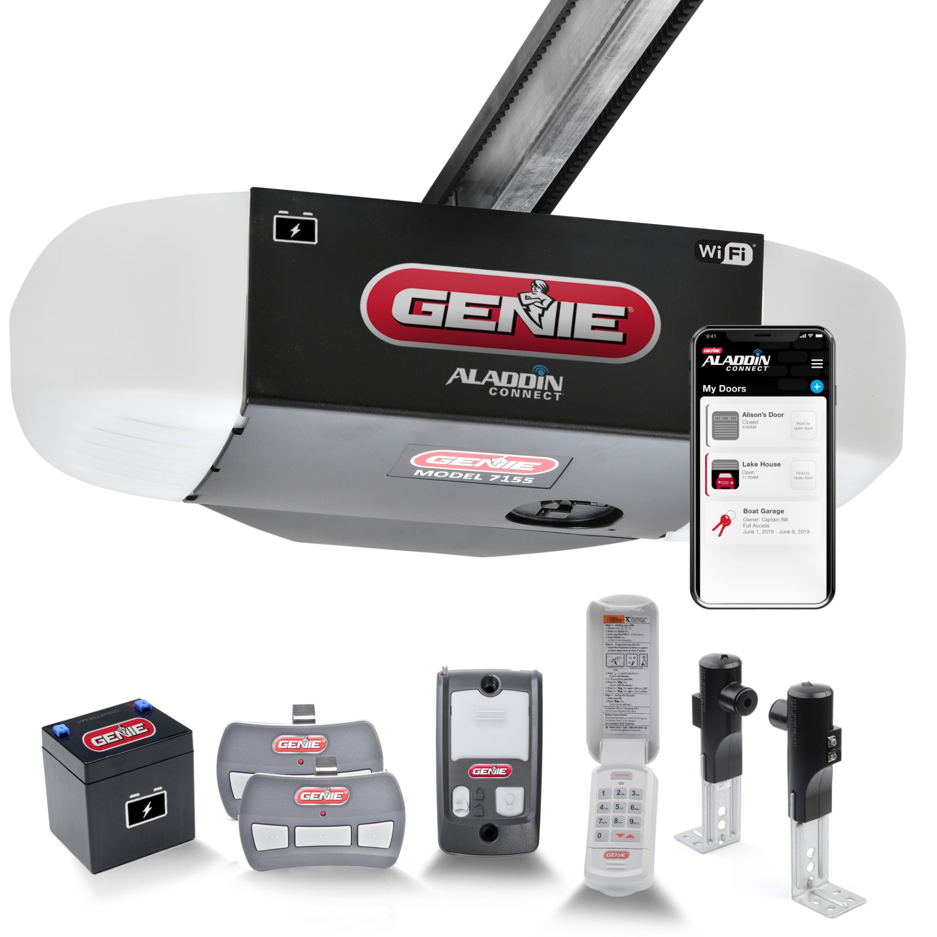 Genie 1 25 Hp Rtp Smart Belt Drive Garage Door Opener With Wi Fi Compatibility And Battery Back Up In The Garage Door Openers Department At Lowes Com [ 1920 x 1920 Pixel ]
