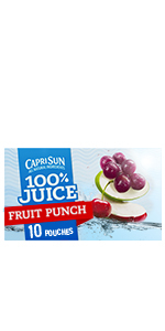 Capri Sun Fruit Punch Flavored 100% Juice Blend, 6 fl oz, 10 count