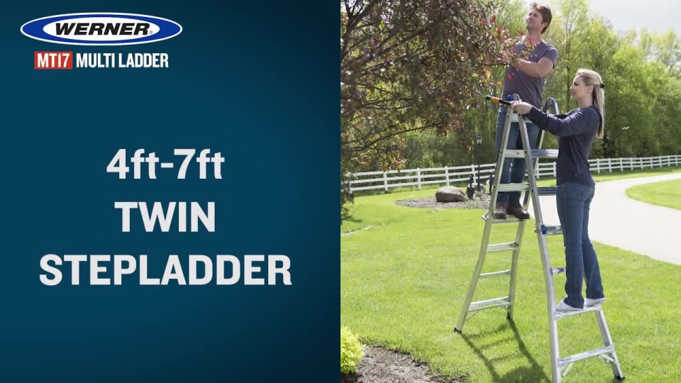 thumbnail video image 2 of Werner 22' Aluminum Telescoping Articulated Ladder IA, 2 of 10
