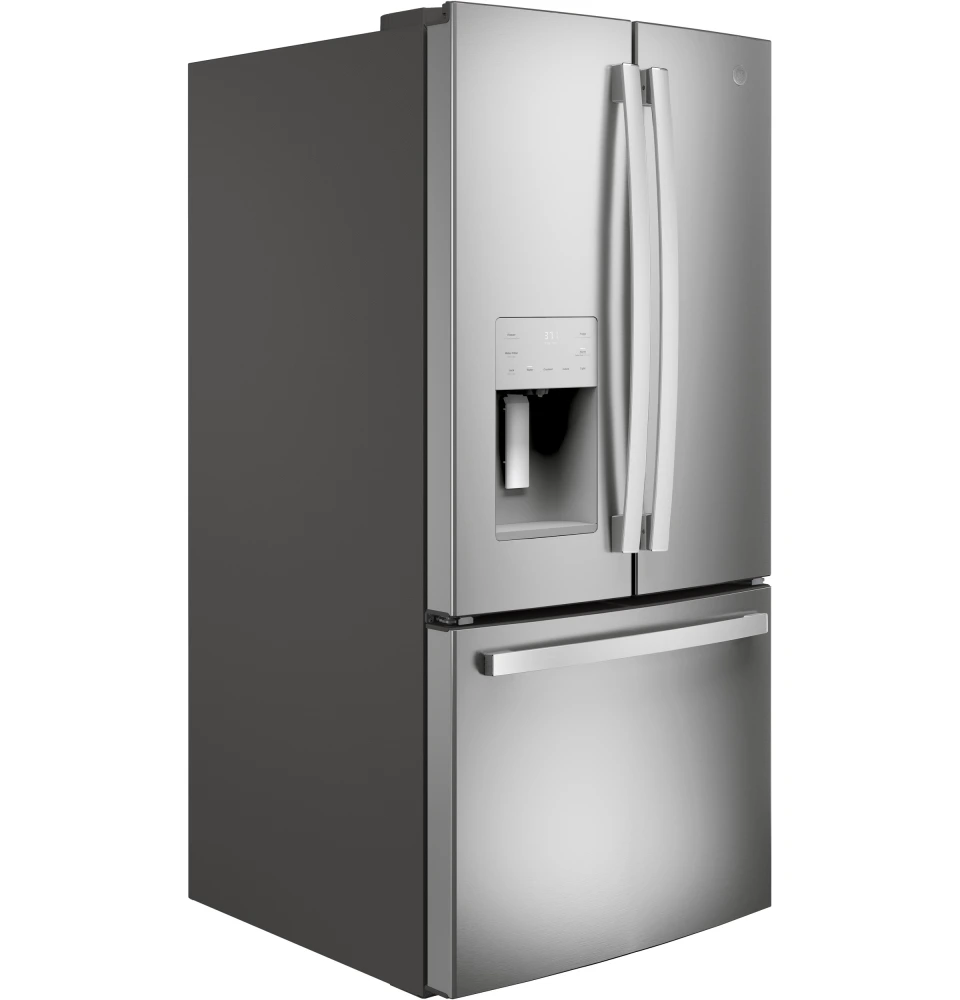 GFE24JYKFS GE 33 23.8 Cu. Ft. French Door Refrigerator with Exterior Ice Water Fingerprint Resistant Stainless Steel