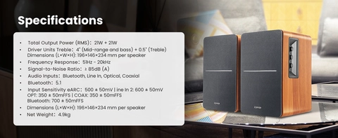 Edifier R1280DBs Powered Bluetooth Computer Speakers, Bookshelf