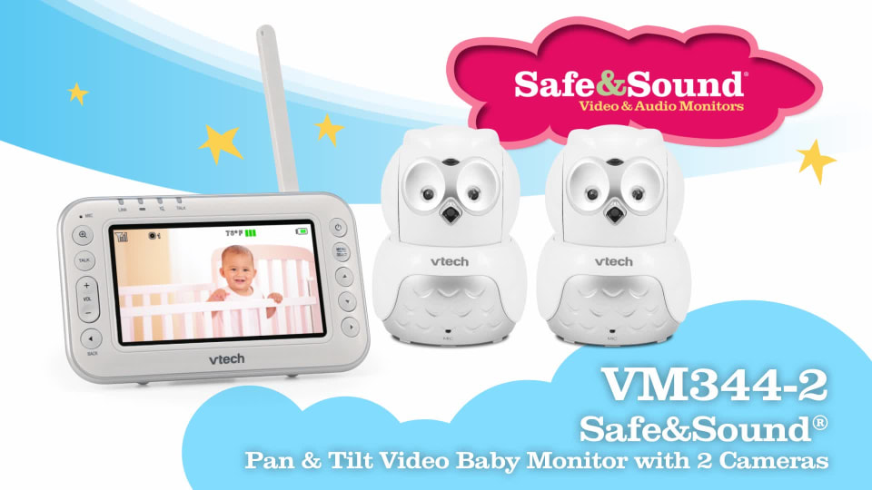 VTech VM3442, Video Baby Monitor, 2 Pan & Tilt Cameras, Night Vision