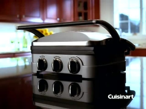 thumbnail video image 2 of Conair Cuisinart Multifunctional Grill Countertop Brushed Stainless Steel 5 in 1 Cooking Plates, 2 of 6