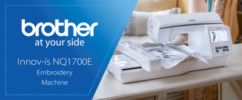 Brother At Your Sie Innov-is NQ1700E Embroidery Machine - Machine on Table embroidering zebras on white fabric 