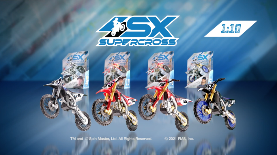 thumbnail video image 2 of Supercross, 1:10 Scale Die Cast Collector Motorcycle, Eli Tomac, 2 of 9