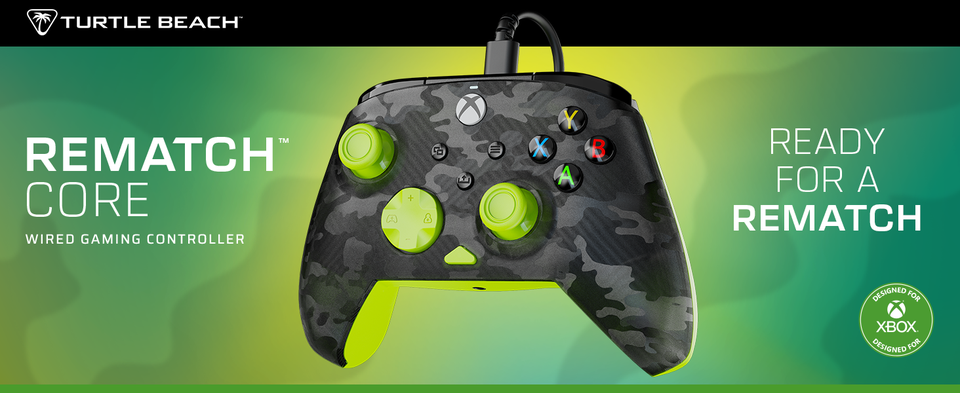 thumbnail video image 3 of Turtle Beach Rematch Core Wired Gaming Controller (Ghost Black Camo/Yellow) for Xbox Series X|S, Xbox One, & Windows 10/11 PC, 3 of 11