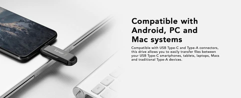 Lexar D40E 256GB Memoria USB 3.2 Type-C Y Type-A – Carcasa De Metal Giratoria, Cifrado AES De 256 Bits, Plug And Play