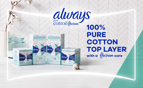 Always Pure Cotton Feminine Pads With WIngs, Size 2, Heavy
