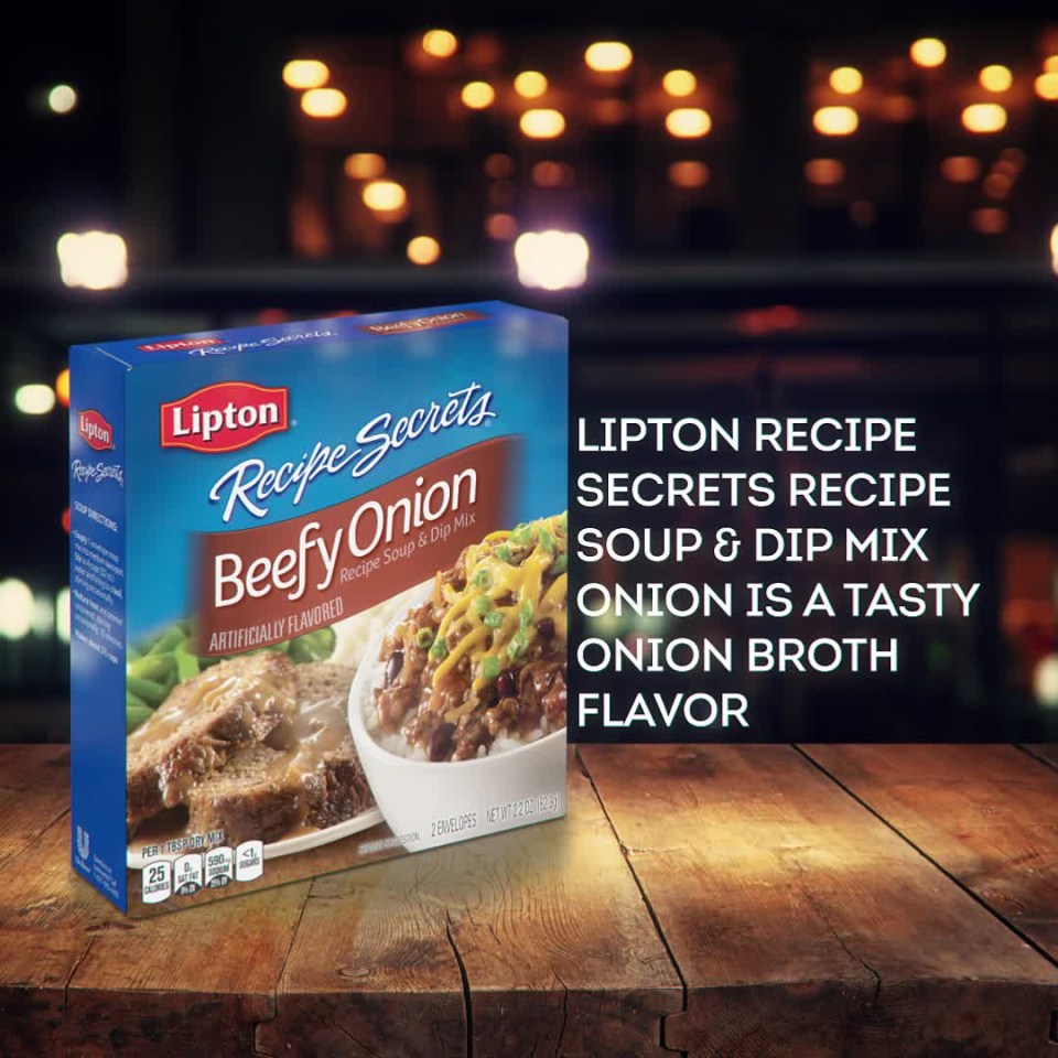 thumbnail video image 2 of (2 pack) Lipton Recipe Secrets Beefy Onion Dry Recipe Soup and Dip Mix, 2 Oz, 2 Pack, 2 of 16