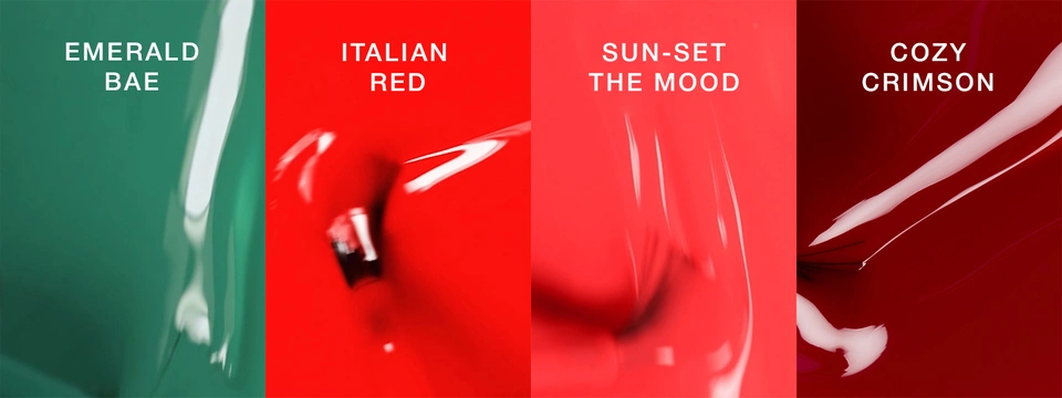 Stylized banner showcasing a range of nail polish swatches