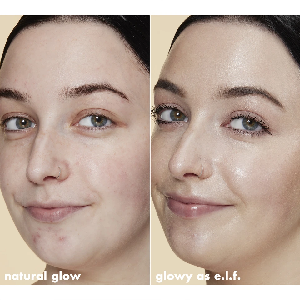 Model before and after using Halo Glow Liquid Filter