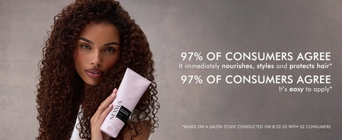 Nexxus MVP Styler Cream tube w/ text: 97% agree it nourishes, styles &amp; protects hair w/disclaimer.