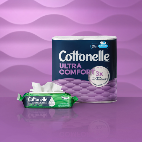 Pair Cottonelle toilet paper with Cottonelle flushable wipes