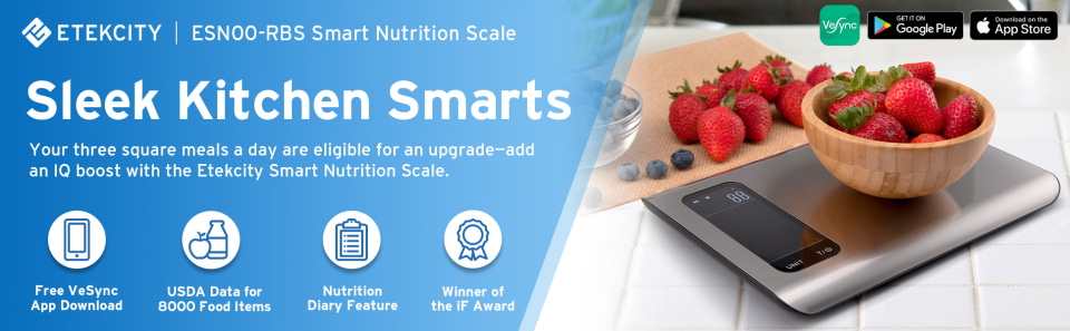 Etekcity Smart Nutrition Scale with Bonus Bench Scraper 