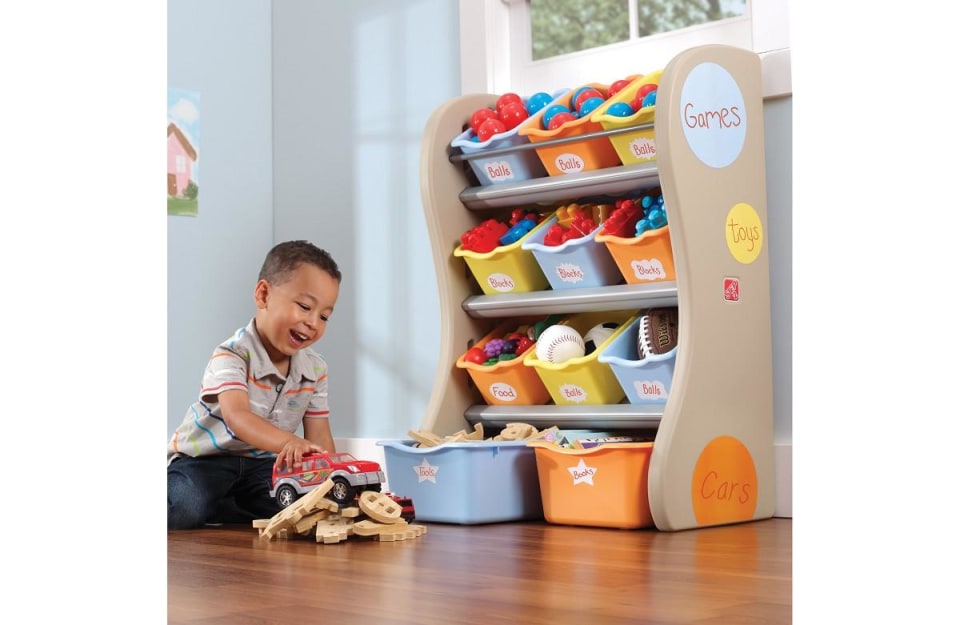 Step2 Kids Fun Time Plastic Playroom Organizer and Toy Storage Bin