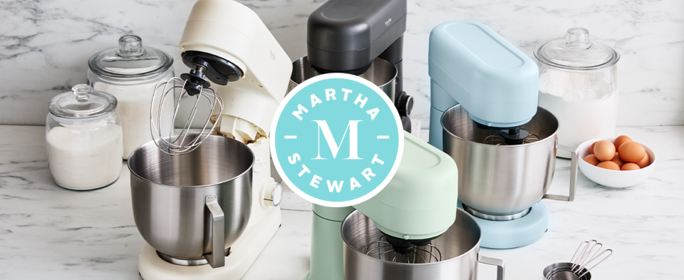 thumbnail video image 2 of Martha Stewart 5.3qt, 12 Speed Electric Stand Mixer, Sky Blue, 2 of 14