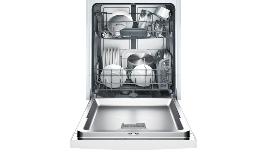 Bosch Ascenta 24 in 50 dBA Front Control Dishwasher with Built In Tall Stainless Steel and Polypropylene Tub White SHE3AR72UC RONA