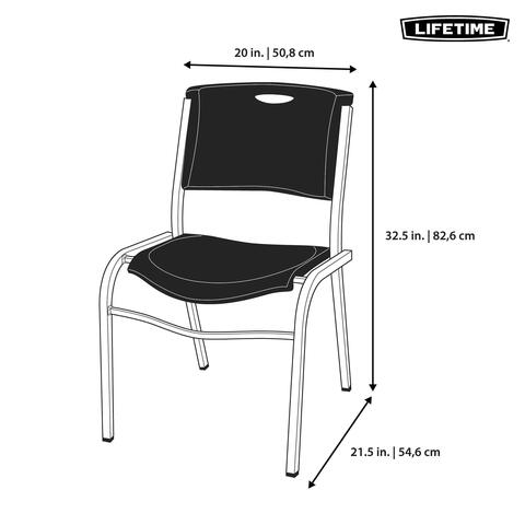 Lifetime Plastic Stacking Chair Black Silver Commercial