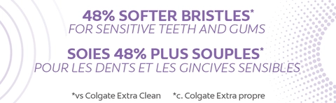 40% softer bristles for sensitive teeth and gums vs Colgate Extra Clean