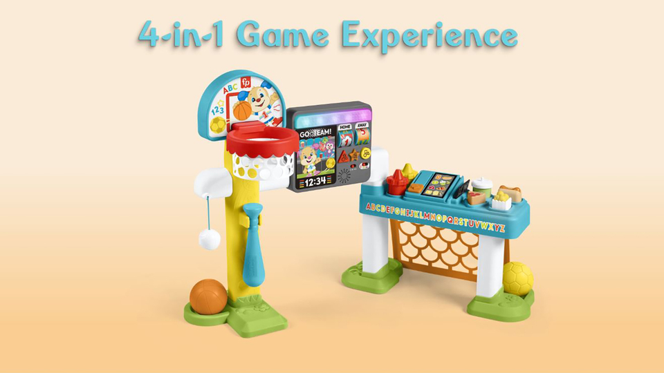 Fisher-Price Laugh & Learn 4-in-1 Game Experience Sports Activity Center & Toddler Learning Toy 