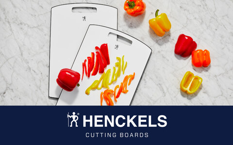 Henckels Cutting Boards 16.5-Inch x 11.5-inch Large White Board - Gray Border, PP