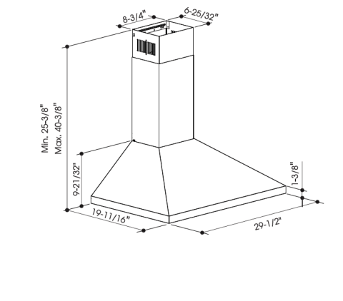 Sharp SHC3062FS 30 inch Wall Mount Chimney Range Hood