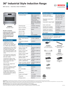 Bosch 800 Series 3.7 Cu. Ft. Electric Induction Range HIS8655C