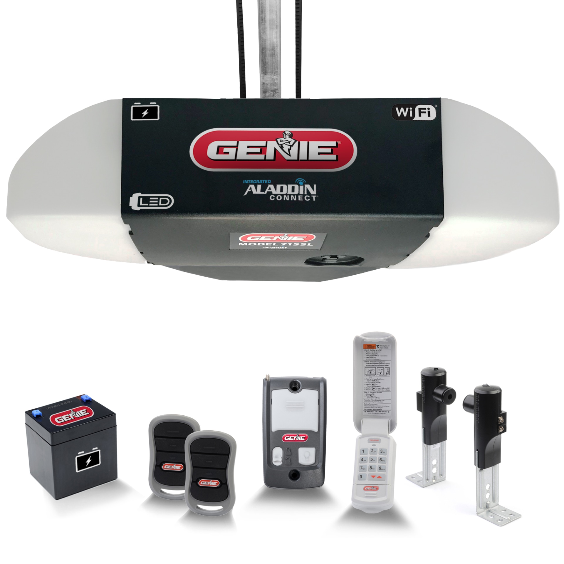 Genie 1 25 Hp Quiet Belt Drive Garage Door Opener With Led Battery Backup And Aladdin Connect Costco [ 1920 x 1920 Pixel ]