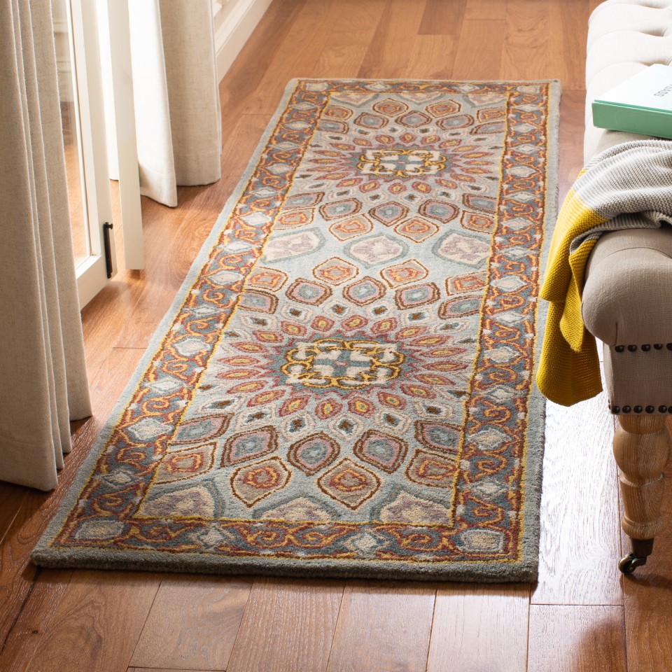 Safavieh Heritage Anand 2 x 8 Blue/Rust Indoor Floral/Botanical Oriental Handcrafted Runner Safavieh Heritage Anand 2 x 8 Blue/Rust Indoor Floral/Botanical Oriental Handcrafted Runner