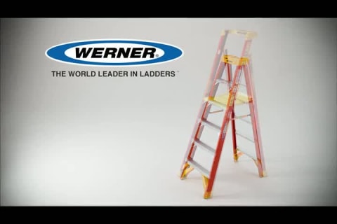 Werner 6 ft. Fiberglass Podium+ Platform Step Ladder (12 ft. Reach Height )  with 300 lbs. Load Capacity Type IA Duty Rating PDLIA06 - The Home Depot