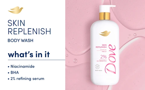 Dove Replenishing Body Wash for Women 2% Niacinamide and BHA Dove Replenishing Body Wash for Women 2% Niacinamide and BHA
