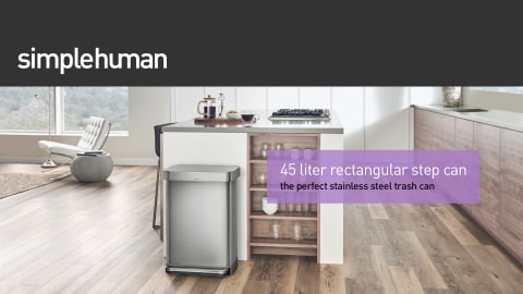 simplehuman 45 Liter Rectangular Hands-Free Kitchen Step Trash Can