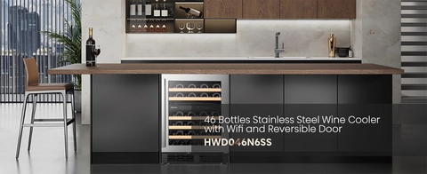 hissikoku Hisense Stainless Steel Smart 46-Bottle Dual Zone Wine Cooler (4.9