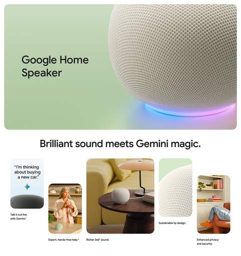 Google Home Speaker with Gemini in Berry