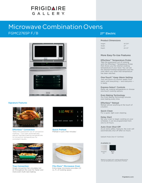 Frigidaire Gallery Series FGMC2765PB - Oven / microwave oven (double