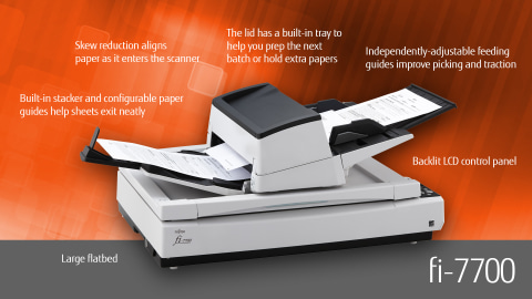 Fujitsu fi-7700 : Duplex A3 Document scanner with flatbed unit and 300 A3  sheets ADF - 80 ppm - Spigraph International