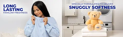 LONG LASTING FAMILIAR FRESHNESS SPECIALLY FORMULATED TO DELIVER SNUGGLY SOFTNESS Snuggle