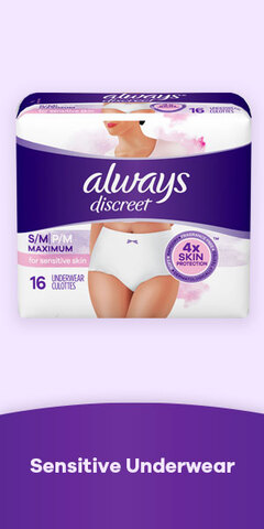 Always Discreet Adult Incontinence Underwear for Women and Postpartum  Underwear, S/M, Up to 100% Bladder Leak Protection, 19 CT