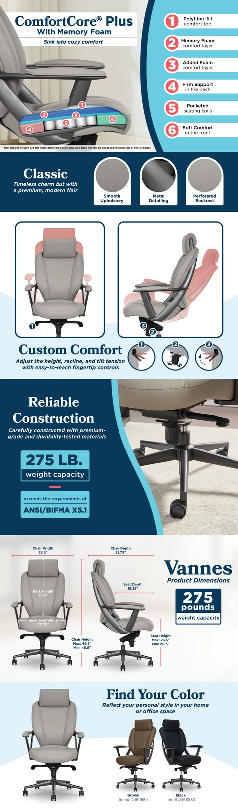 La-Z-Boy Vannes Ergonomic Polyurethane Swivel Executive Chair