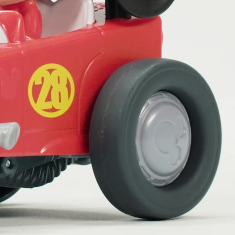 thumbnail video image 2 of Mickey and The Roadster Racers Disney Racers Jump N' Race Hot Rod, 2 of 7