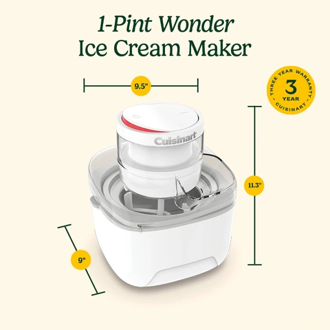 Cuisinart 0.5-Quart Electric Ice Cream Maker (Makes,, Frozen