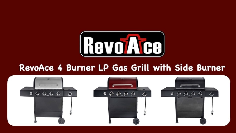 RevoAce 4-Burner Propane Gas Grill with Side Burner, Stainless Steel & Black - image 2 of 19