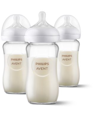 Philips Avent Glass Natural Baby Bottle with Natural Response Nipple, 8oz,  3pk, SCY913/03 