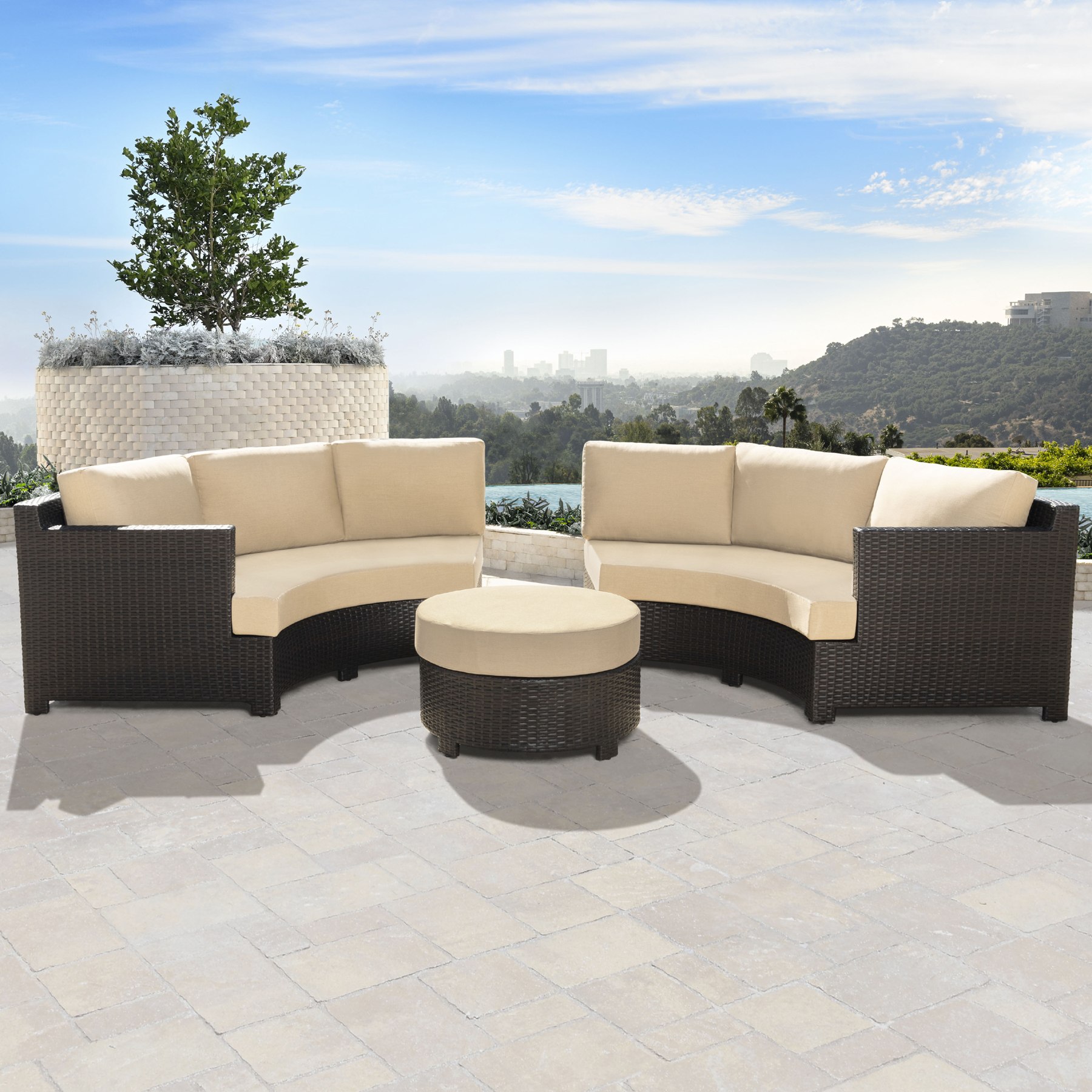 Belmont 3 Piece Curved Sectional Costco - Capilano Curved All Weather Wicker Patio Sectional Sofa Set
