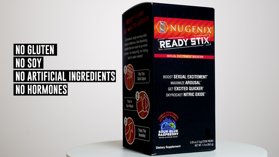 thumbnail video image 2 of Nugenix Ready Stix - Men's Excitement Booster Supplement, 5 Packets, Powder, Sour Blue Raspberry, 2 of 15