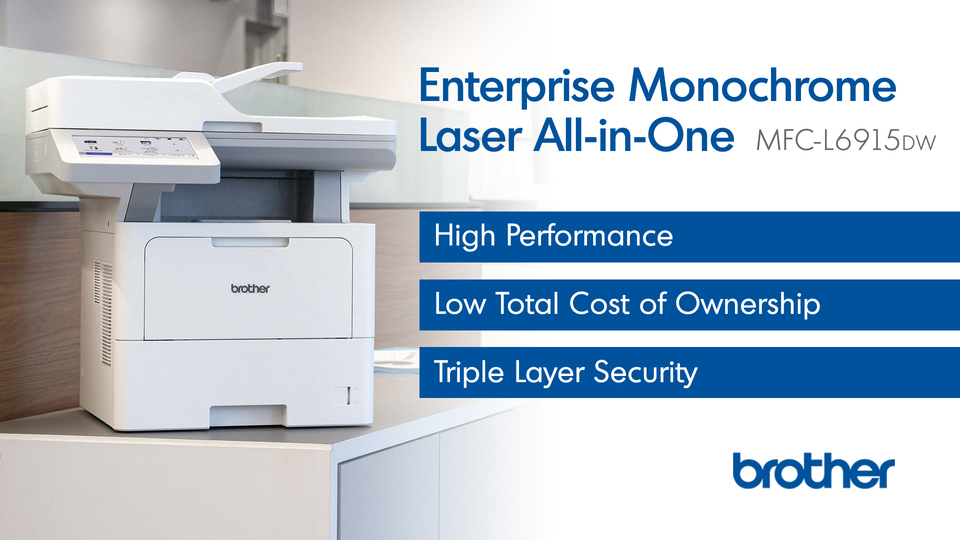 thumbnail video image 2 of Brother MFC-L6915DW - Multifunction printer - B/W - laser - A4/Legal (media) - up to 52 ppm (printing) - 520 sheets - 33.6 Kbps - USB 2.0, Gigabit LAN, Wi-Fi(n), NFC, USB host, 2 of 5
