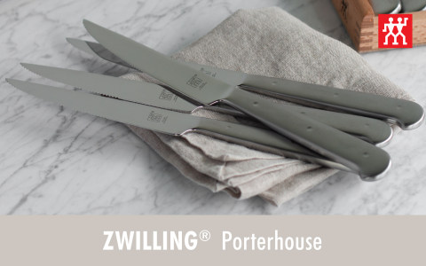 Zwilling J.A. Henckels Stainless Steel Porterhouse 8 Piece Steak Knife Set  in Gift Box - KnifeCenter - 39129-850
