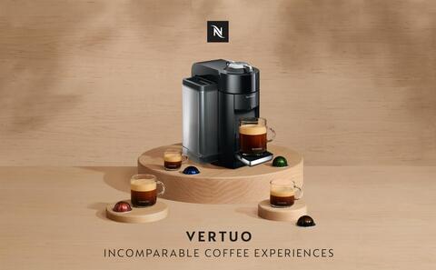 Nespresso by De'Longhi Máquina Vertuo para café y expreso, con espumador de  leche Aeroccino, metal grafito