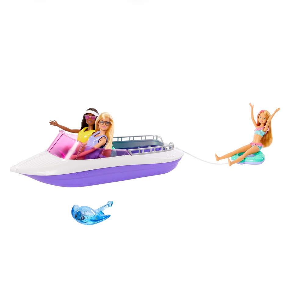 thumbnail video image 2 of Barbie Mermaid Power "Malibu" and "Brooklyn" Dolls with Boat Playset and Ocean Accessories, 2 of 7
